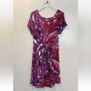 Clinton Kelly Colorful Abstract Print Tie Waist Dress Women’s‎ Size 1X (1642)